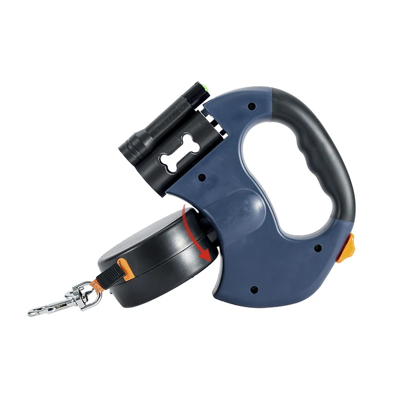 Outdoor Automatic Retractable Double Dog Leash Extendable Pet No Tangle Leash with Led Light and Poop Bag Dispenser