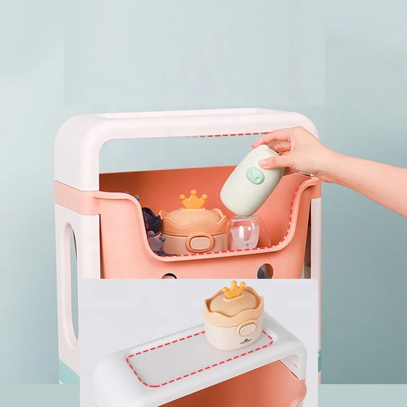 
Household 2-4 Layer Kitchen Sundries Storage basket rack kids toy storage organizer Plastic Shelf With Wheels 