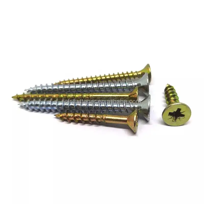 Yellow / white Zinc Countersunk Head DIN7505 Harden MDF furniture Chipboard Screw For Wood