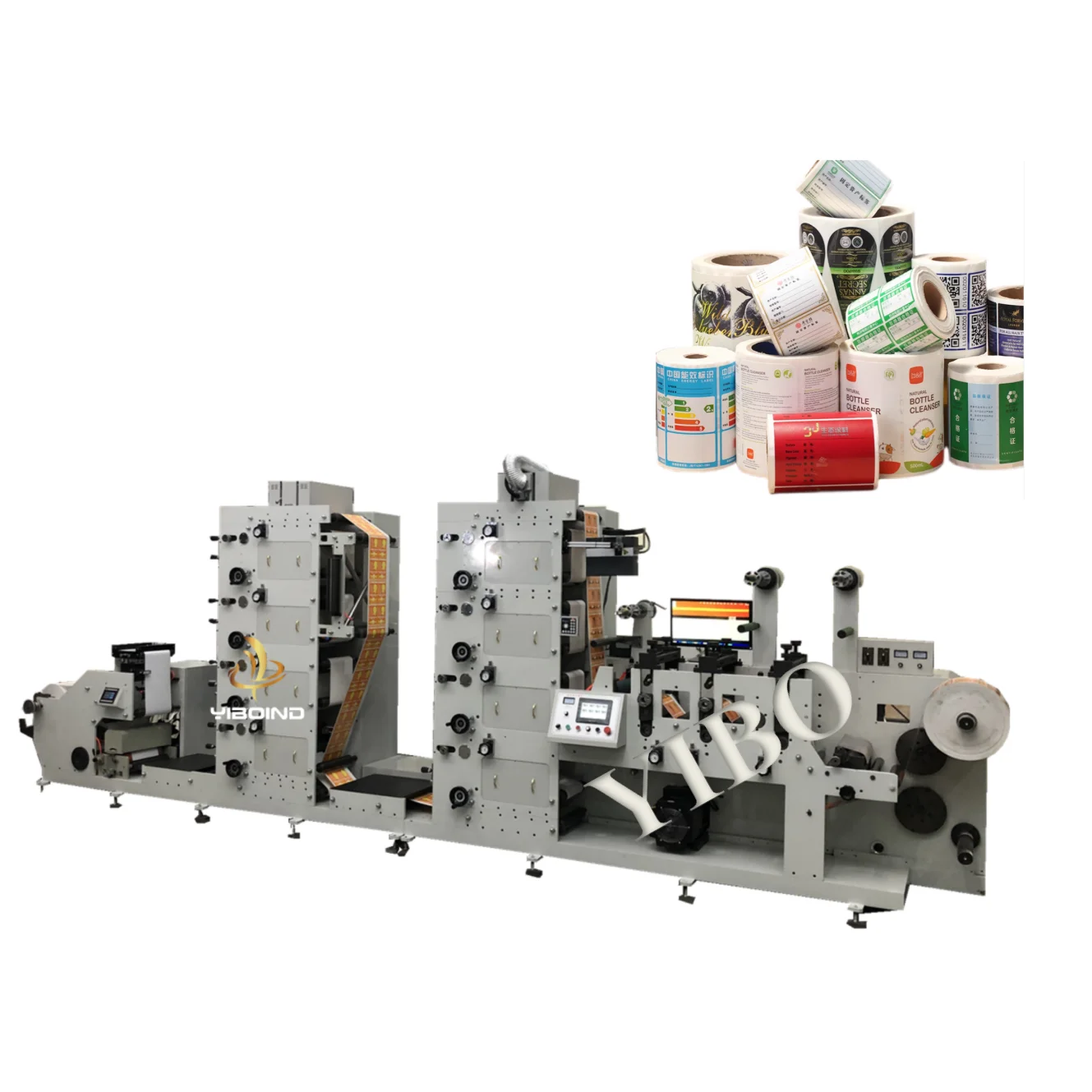 Roll To Roll Logo Die Cutting UV Dryer Flexographic Flexo Printing Machine
