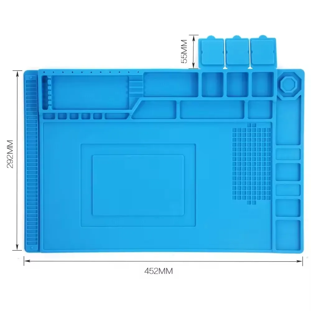 Высококачественный силиконовый термостойкий рабочий коврик 450*300 мм Синий паяльник Магнитная Антистатическая платформа для обслуживания