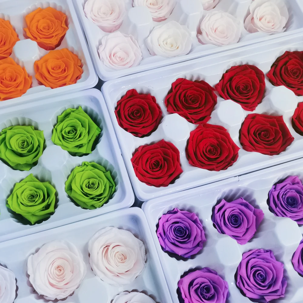 Hfloral 4-5Cm Preserved Roses Heads A Grade Hot Sale Flower Head Roses Head High Quality Eternal Rose Preserved Flower In Box
