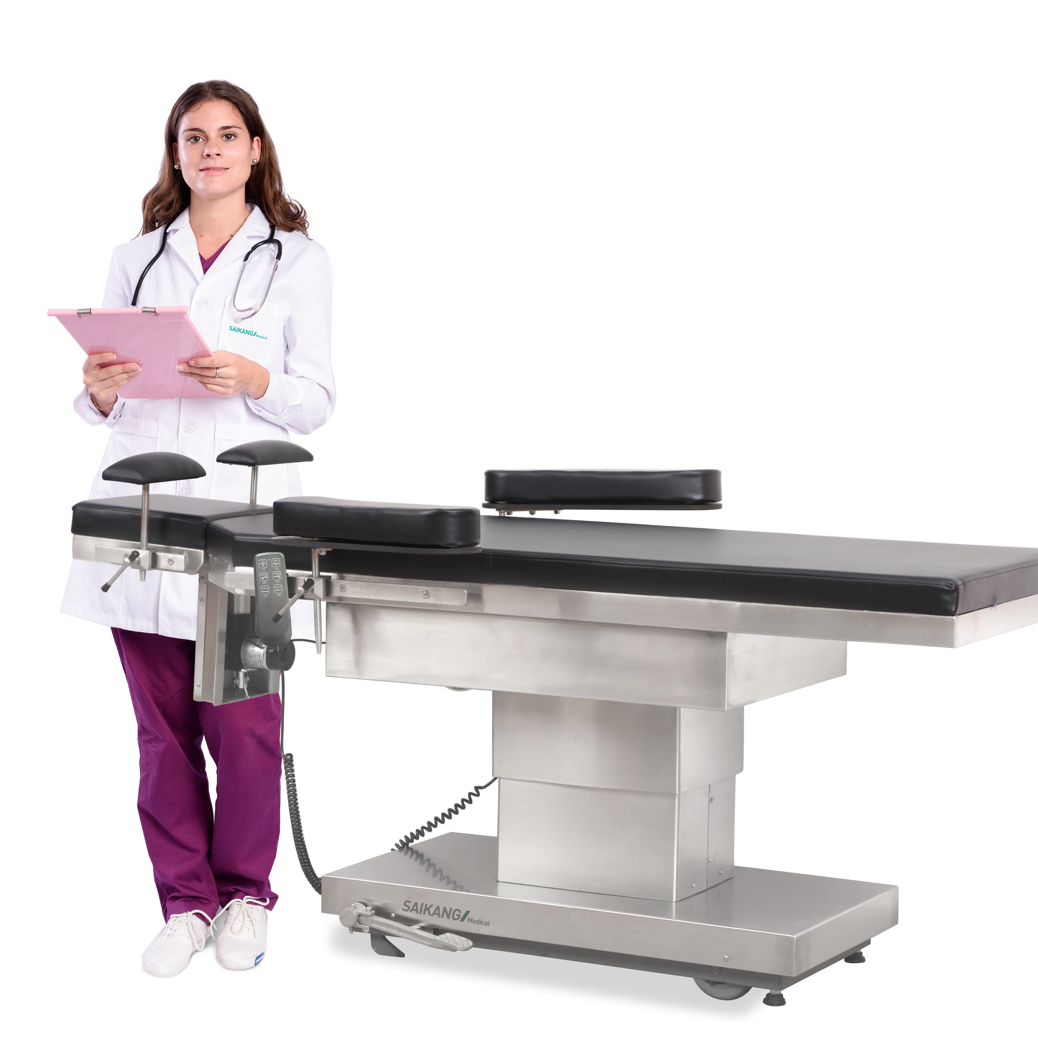 A111 SAIKANG Economic Ophthalmic Surgical Multifunction Electric Operating Table with Wheels