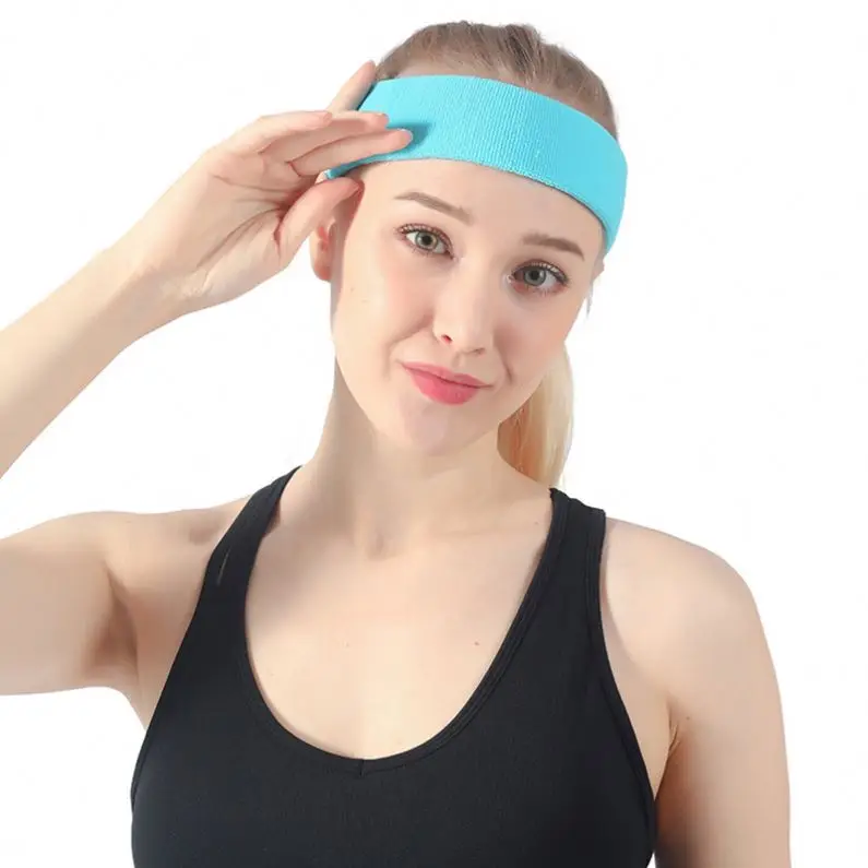 Custom Women Cotton Knitted  Elastic Head Sports Tennis Headband Sweatband