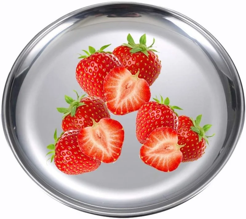 5.5 inch Stainless Steel Gold Round Dinner Dishes Plate for Barbecue Picnic Kitchen Camping  Party