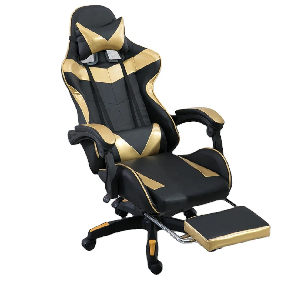 Игровое кресло-качалка Zero Gravity Cyber Cafe недорогое компьютерное игровое кресло для ПК с подставкой ног Гоночное из золотой искусственной кожи игр