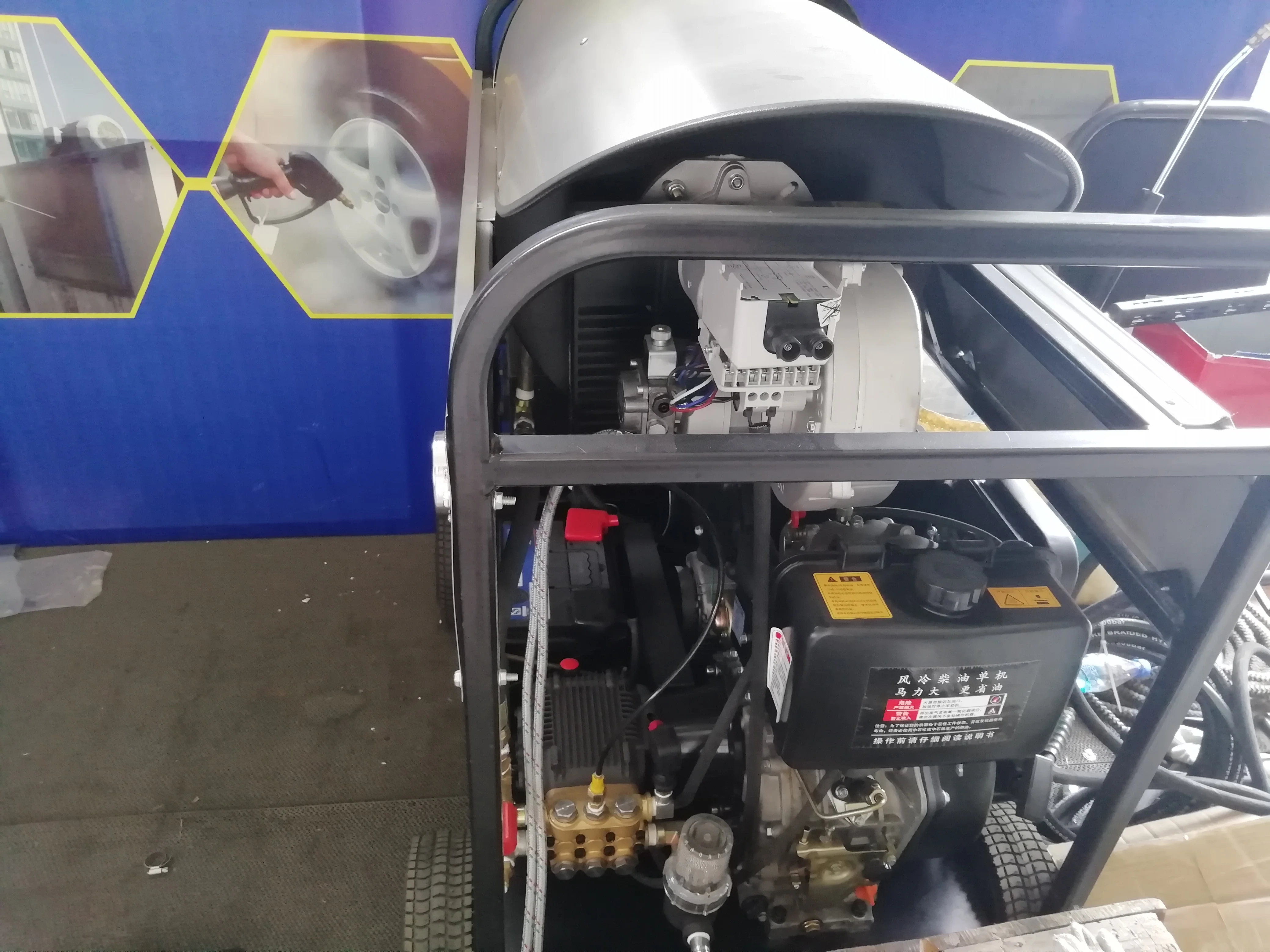 outdoor railway gas or diesel driven fuel heating type steam hot water high pressure washer