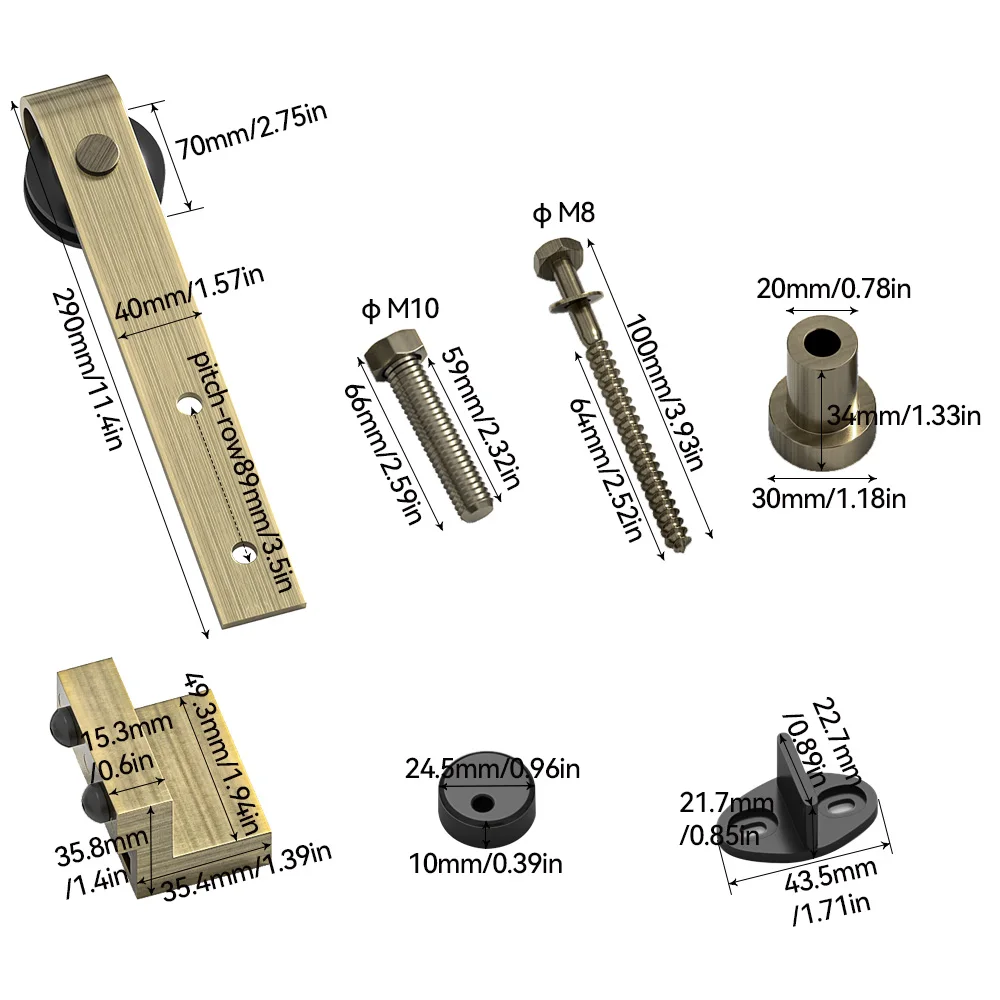 Professional Manufacturer Heavy Duty Barn Door Kits Bronze Steries Sliding Barn Door Hardware