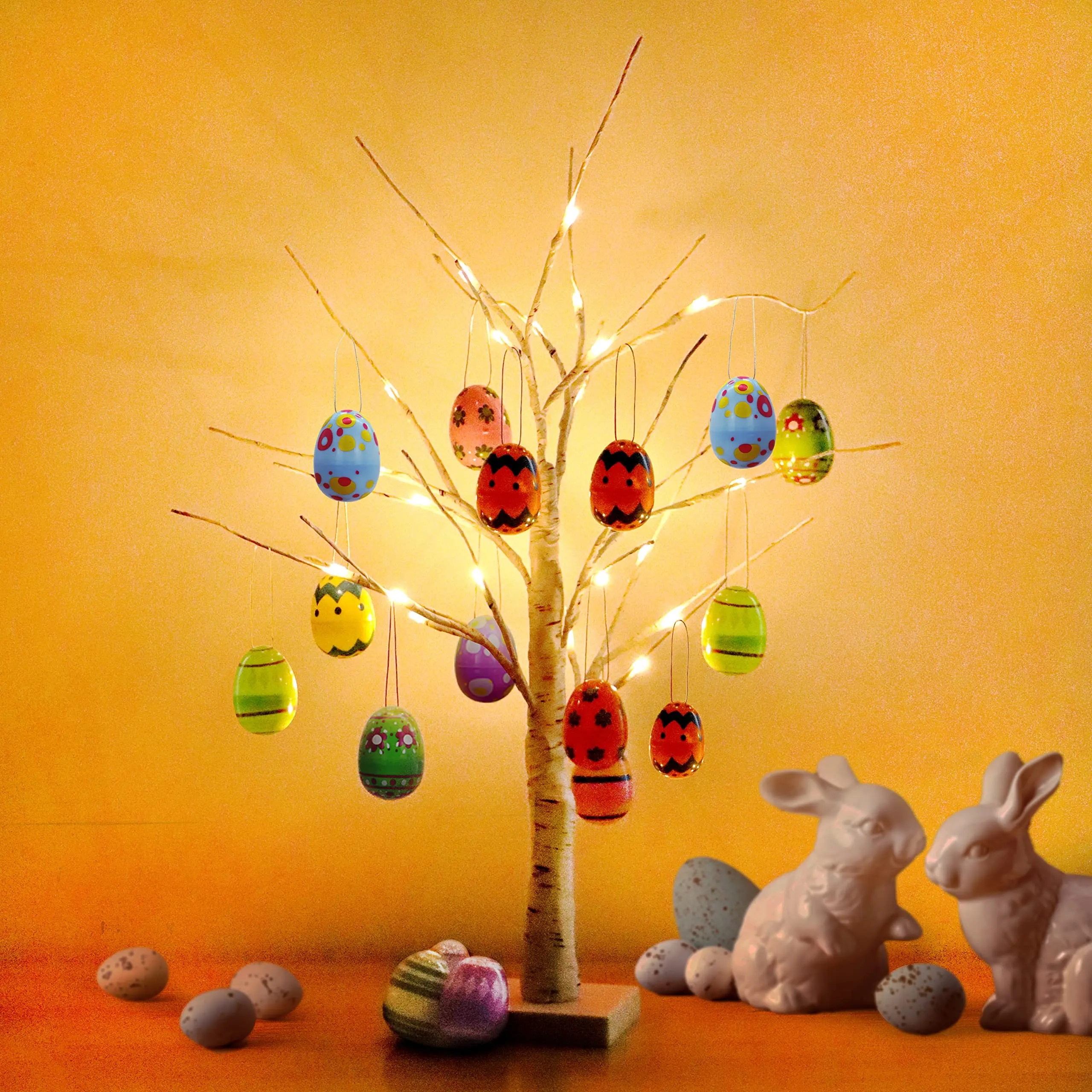 Easter Lighted Birch Tree Decorations Hanging Easter Eggs for Party Festival Wedding Holiday Home Decor