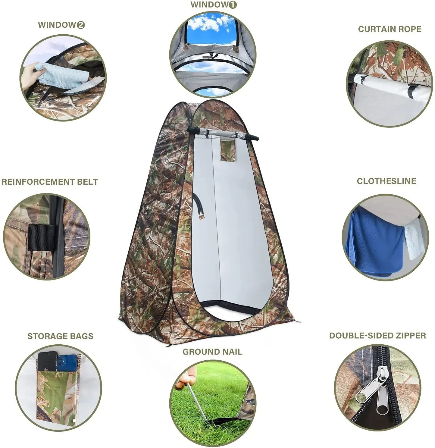 Spacious Pop Up Changing Tent Outdoor Camping Privacy Shower Tent for Portable Toilet