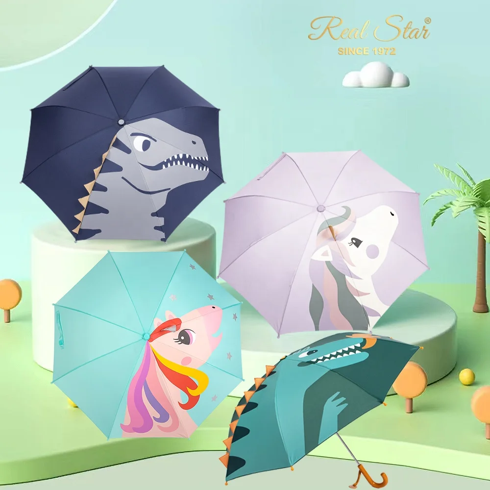 RST cartoon dinosaur and unicorn kid umbrellas boy and girl 3D children umbrella with ears