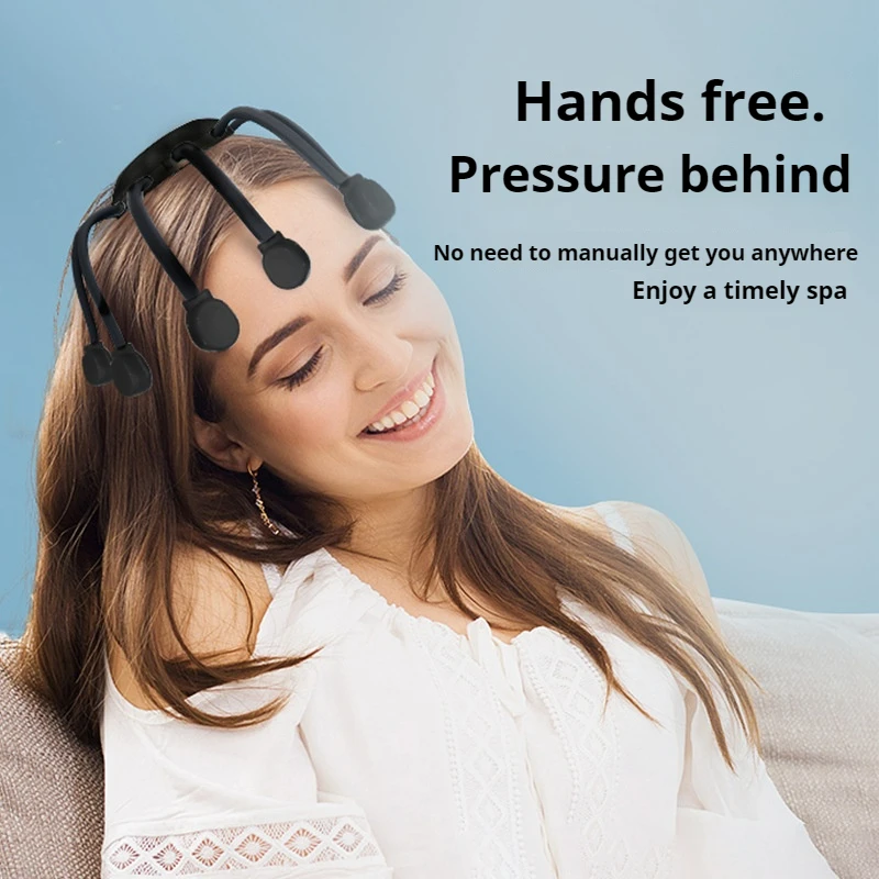 Phenitech Electric Scalp Massager Head Scratcher 10 Soft Silicone Touches Vibrating Head Massager