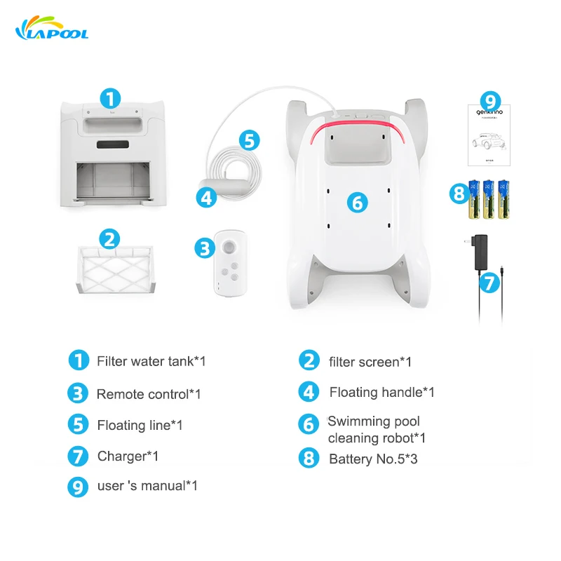 Portable Remote Control Swimming Pool Cleaning Robotic Automatic Robot Cleaner