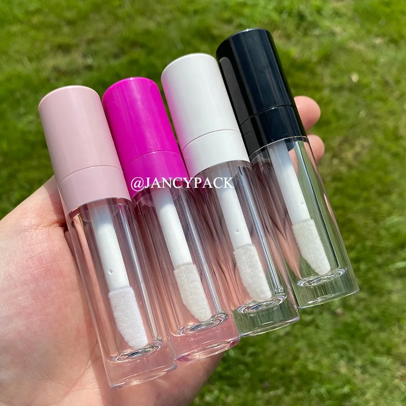 JANCY PACK 5.5ml 7.5ml 10ml pink purple white black custom lipgloss tubes containers with big applicator brush