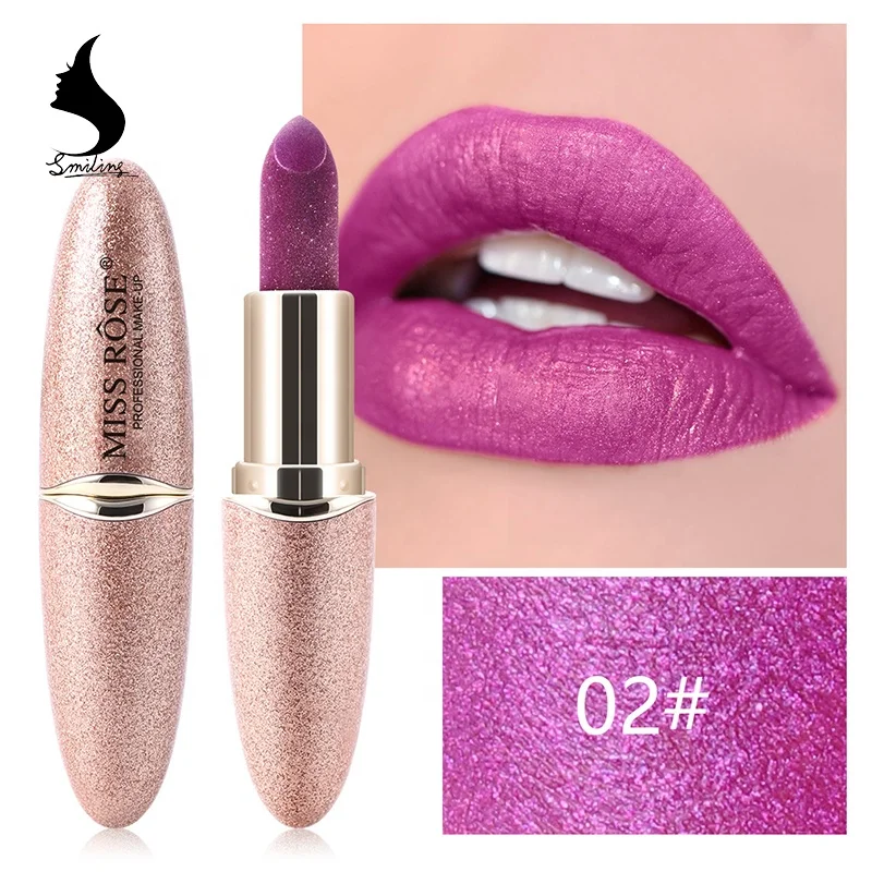 
Miss Rose Cosmetics Manufacturer Glitter Purple Shimmer Color Longlasting Waterproof Luxury Nude Lipstick 