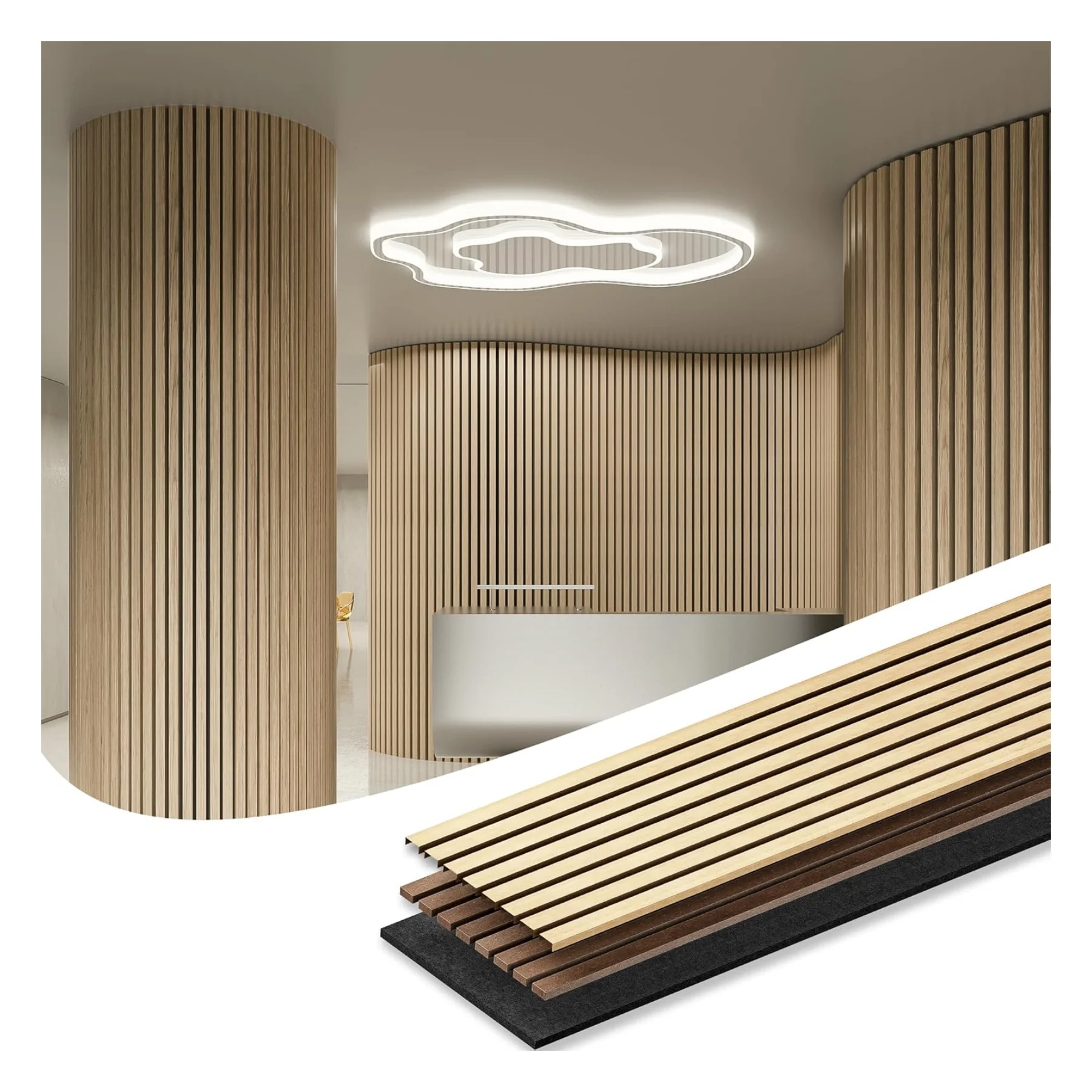 flexible acoustic slat wood wall panels bendable acoustic foam panels soundproof acoustic diffuser for Decor and Noise Reduction