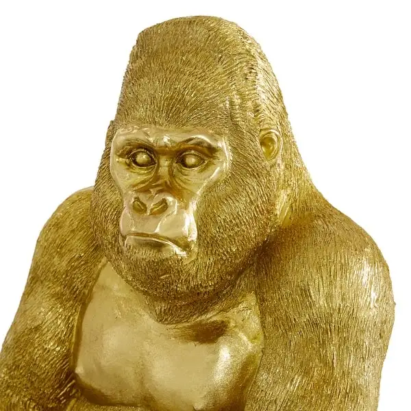 Gold Polystone Traditional Animal Gorilla Art Sculpture Statue For Outdoor Decoration