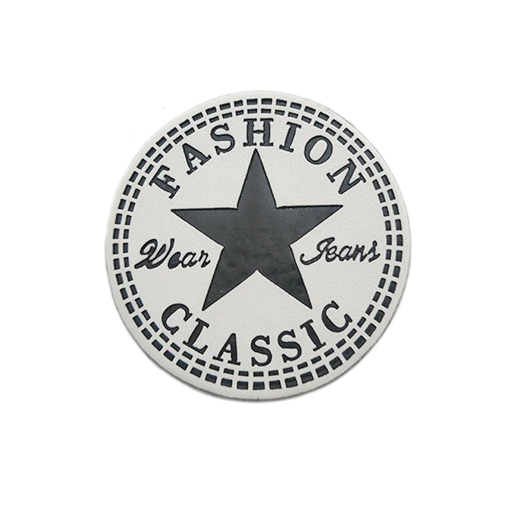 Quan zhou embossed branded logo custom metal pu leather patch label tag