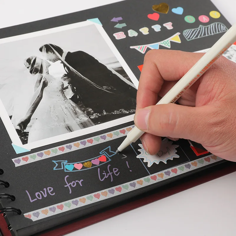 DIY Hard Cover Scrapbook Photo Album Colorful Stickers Scrapbooking