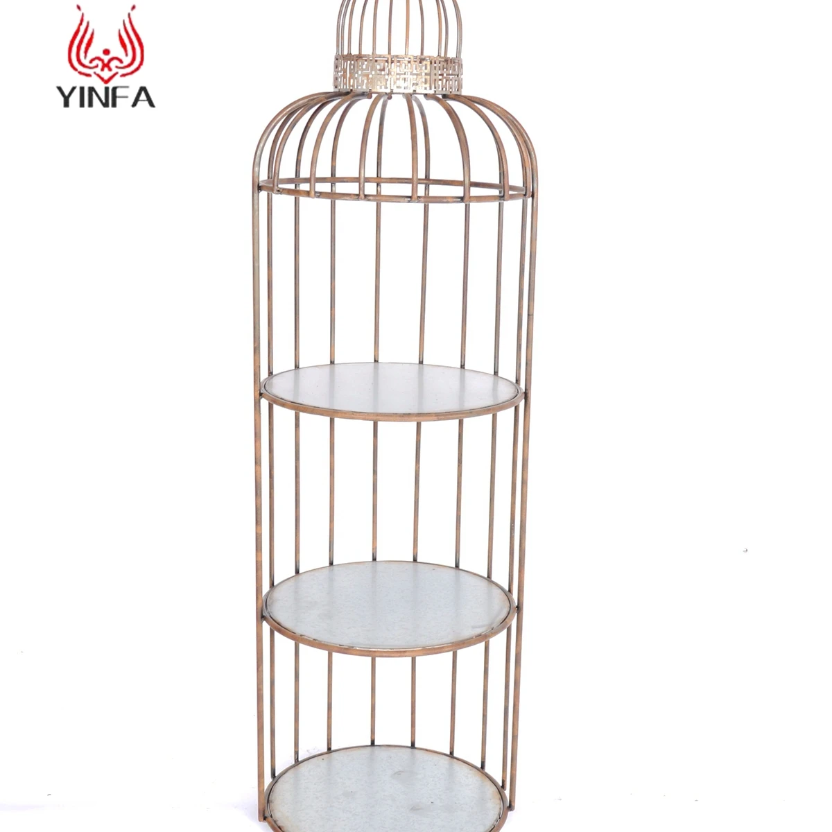 Yinfa High Round Rack Tower 3 Tier Metal Iron Pedestal Flower Pot Stand Plant Display Table Corner Shelf Garden Home Office