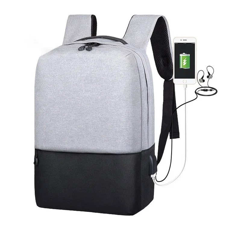 Customized LOGO oxford hard-wearing high capacity fashion laptop backpacks with usb charge port and headphone hole.