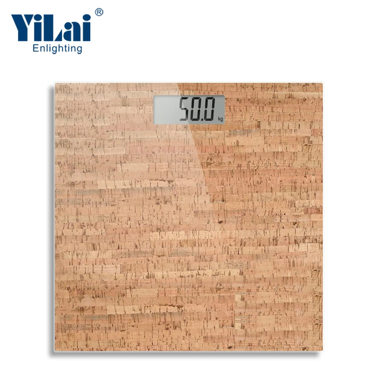 
New deisgn Eco friendly Natural Cork material body scale Anti-slip surface with LCD display digital body weight bathroom scale 