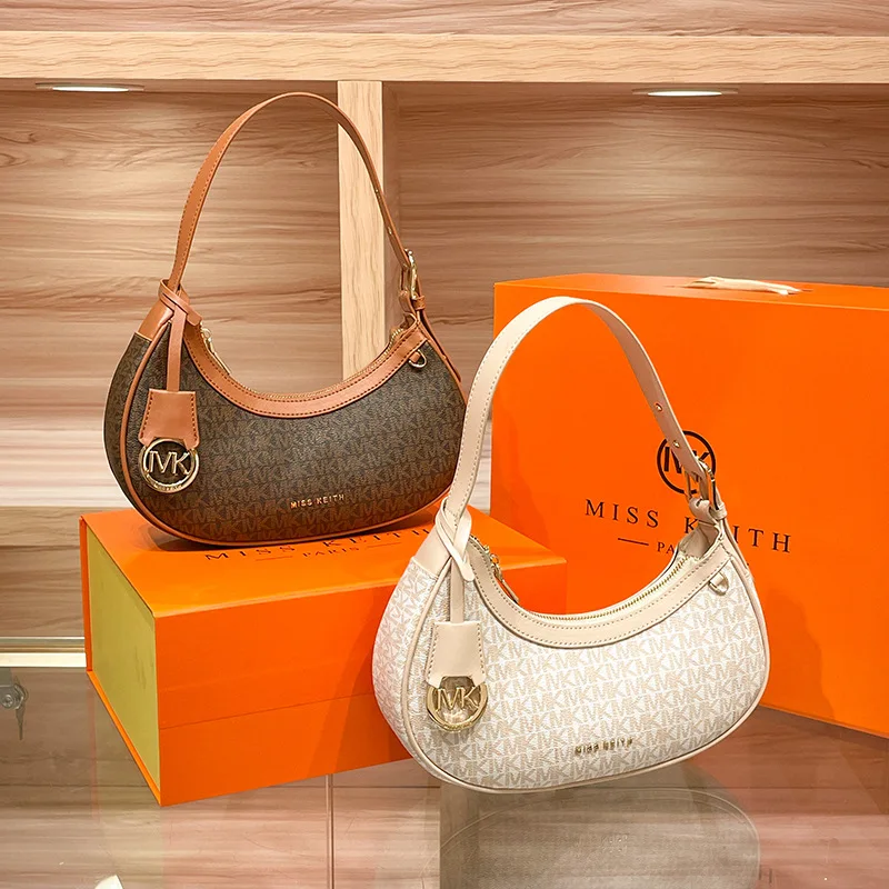 Logo Custom Zipper Trendy Faux Leather Designer Luxury Branded Bag Underarm Single Shoulder For Lady Womens Female