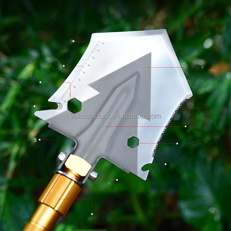 Stainless Steel Outdoors Equipment Industrial Multi-Function Folding Survival Tactical Shovel Knife Whistle Camping