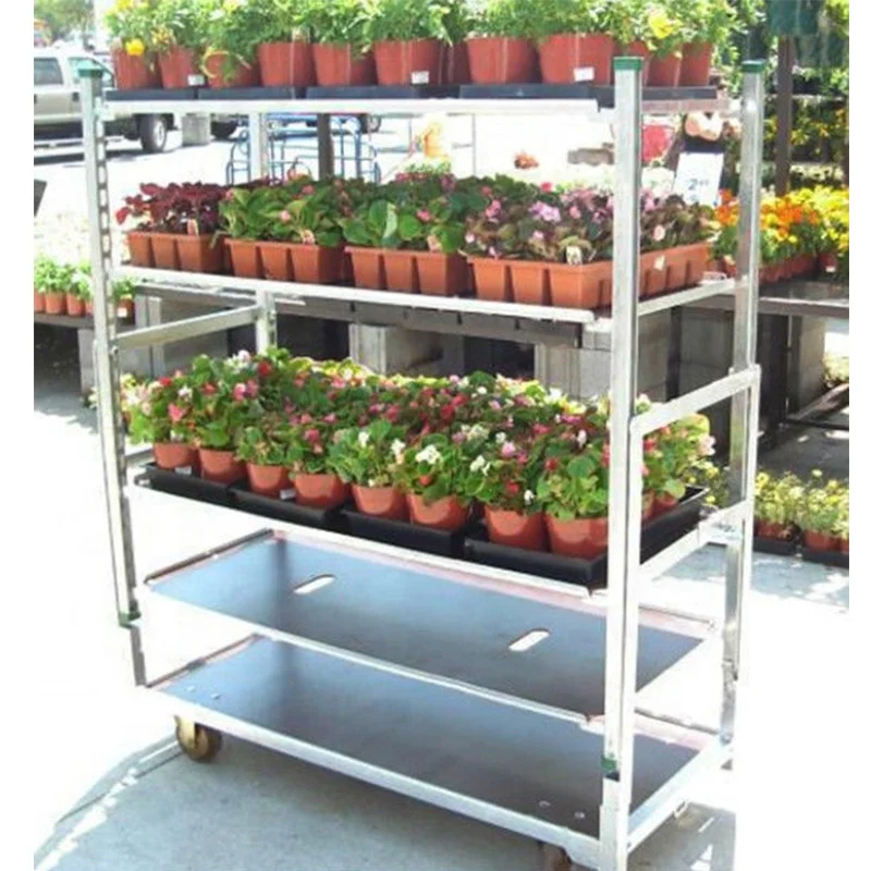 Gardening Metal Nursery Danish Trolley With Wheels for flower transport