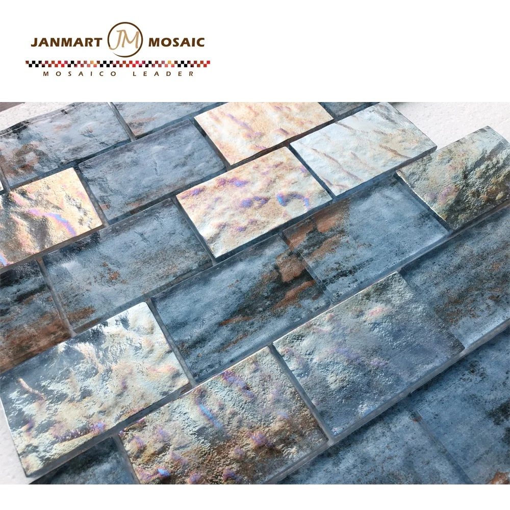 China Glass Mosaic Tile Fashion Thickness Ocean Blue Crystal Glass Floor Mosaic Flooring Around Swimming Pool Tiles For Bathroom