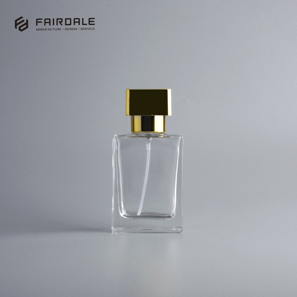 High Quality Cosmetic Packaging Gold Cap Spray Bottles Perfume Bottle 50ml