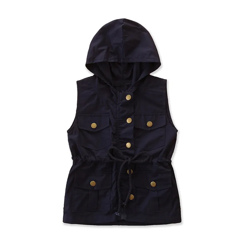 Осенний Лидер продаж, детский жилет, куртка без рукавов с капюшоном в японском и корейском стиле для девочек, Трендовое пальто