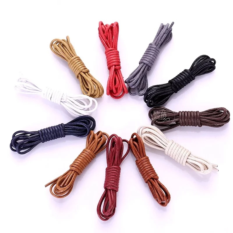 Leather Shoelaces Cotton Waxed Shoelaces Round Shoe laces Boot Shoes Laces Waterproof Leather Shoelace Strings