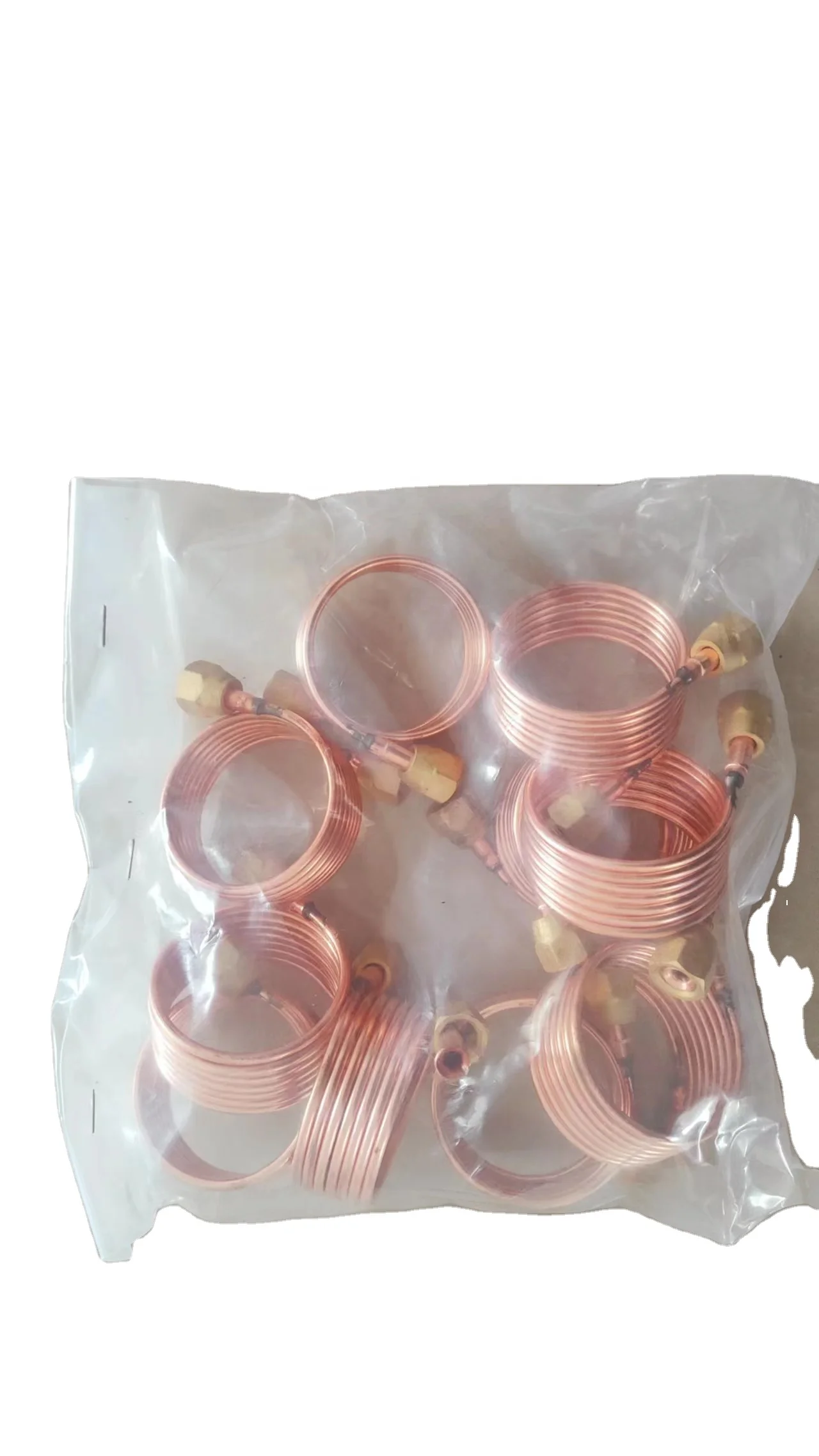 Copper Capillary Tube with Bass Nuts Connecting Coil Pipe Refrigeration Soft Flexible Copper Capillary Tube