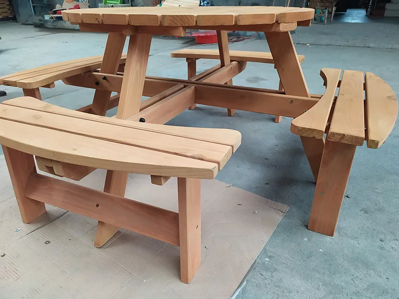 modern style high quality large commercial 8 seater hotel restaurant cafe BBQ outdoor furniture solid wood umbrella garden table