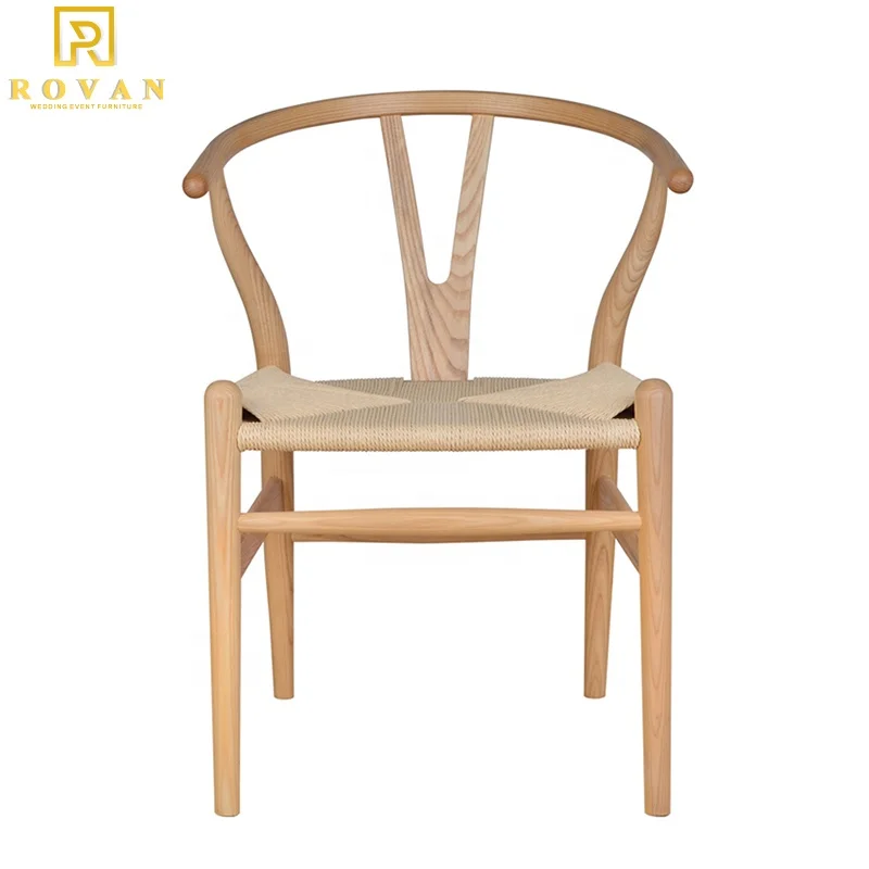 wholesale restaurant furniture solid wood dining chair with armrest wooden wishbone chair