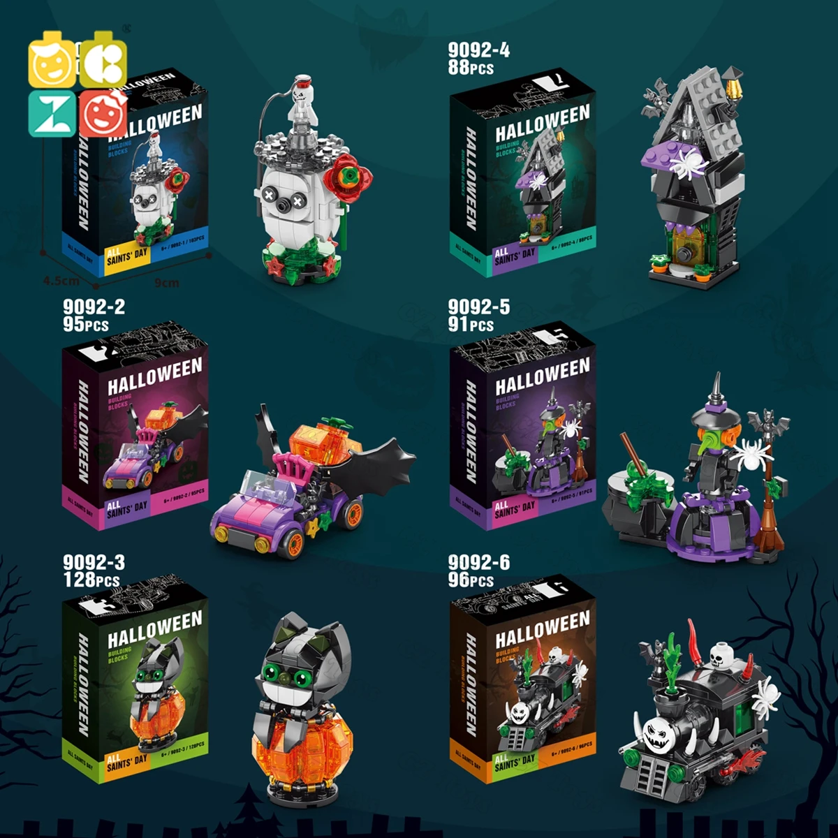 CZ Factory price Halloween Building Toy Small Set DIY Assemble Toy Holiday Gift Halloween ABS Plastic Building Block Sets