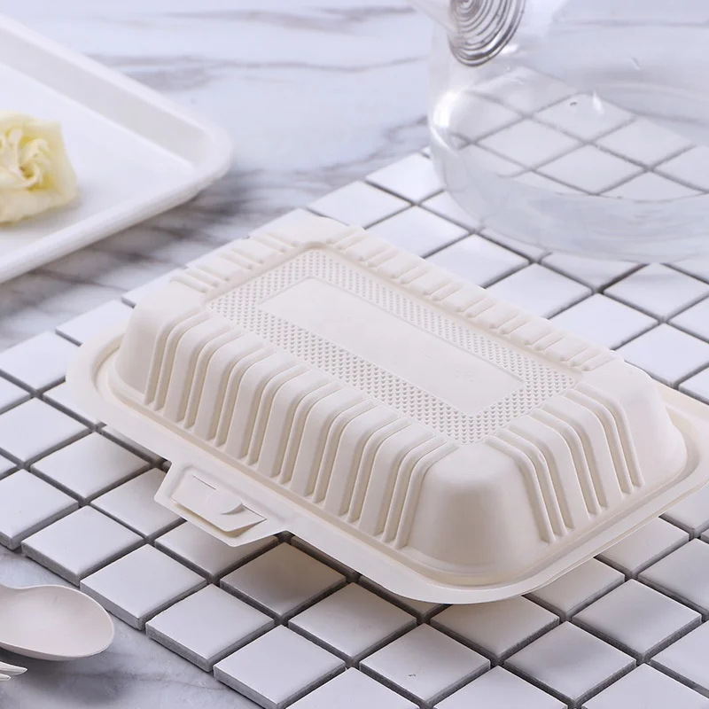 Disposable Biodegradable Plastic Cornstarch tableware Corn Starch Bento Clamshell Lunch Box
