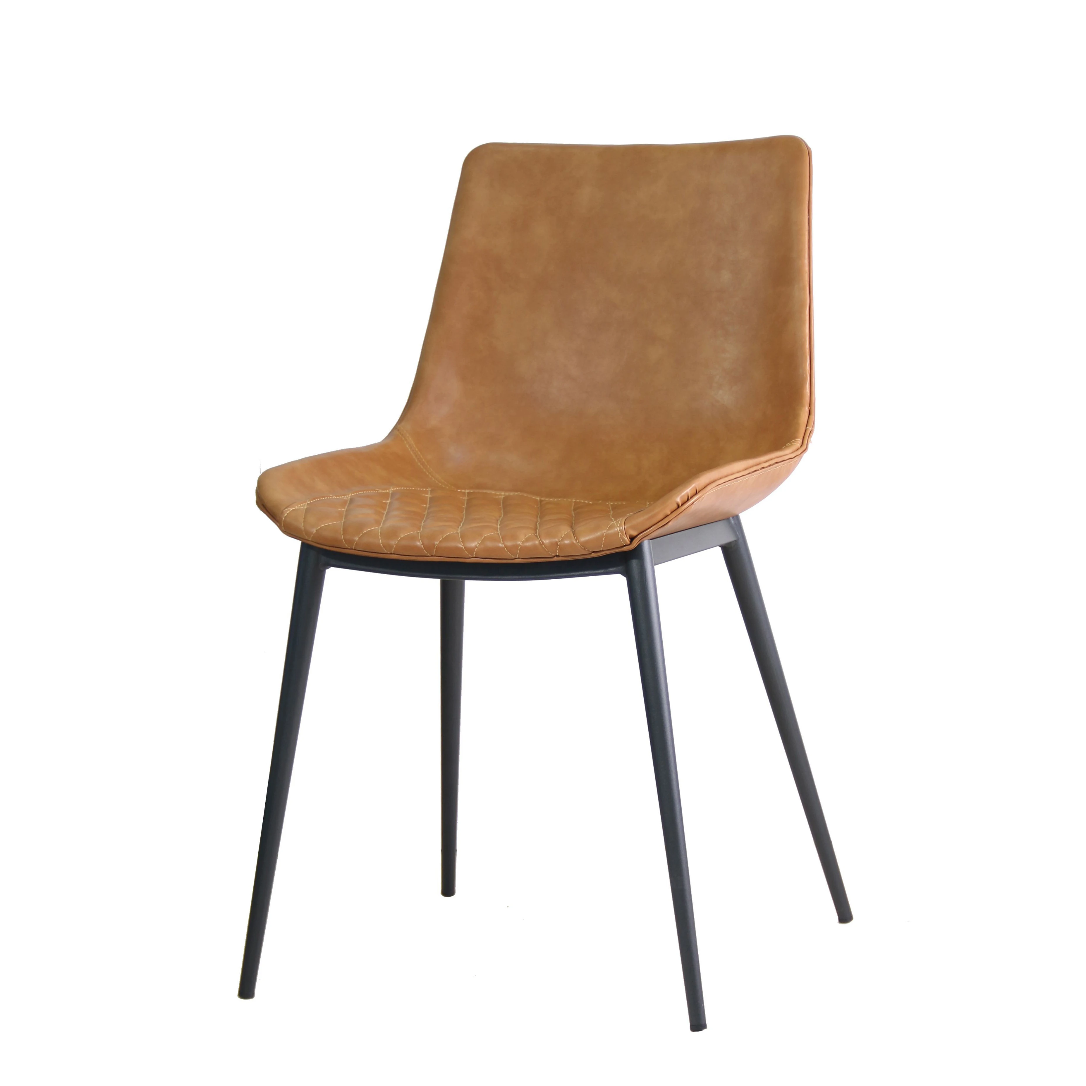 Dining Chair Beech Legs Leather Dressing Fancy Flat Black For Restaurant And Metal Genuine Large Low Back Rest Soft Yellow