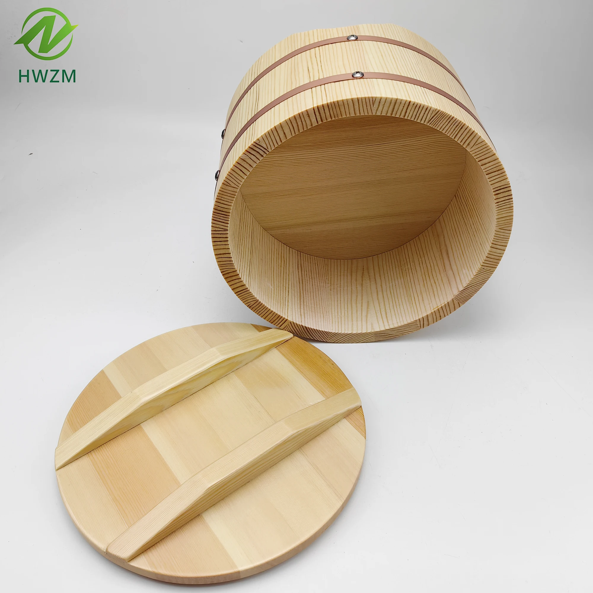 2023 wholesaleJapanese luxury wooden cover sushi heat preservation  drum sushi restaurant wooden rice bowl Pine barrel