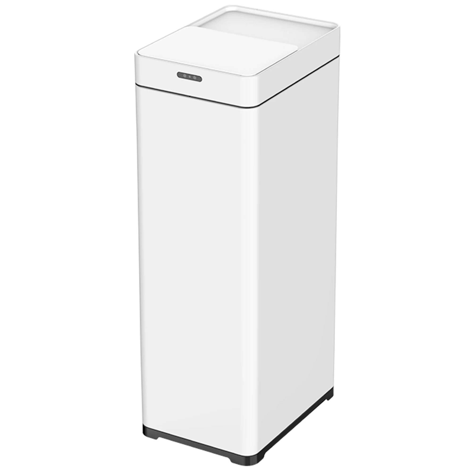 50L Stainless Steel Sensor Trash Can - Rectangular Sliding Lid with Ozone Function, Smart Switch for Indoor Use