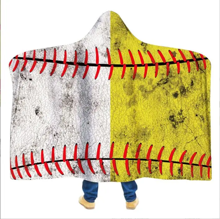 Soccer Bathing Towel Swaddle Softball Blankets Sherpa Sports Cloak Cape Fleece Football Bathrobe Shawl Baseball Hooded Blankets