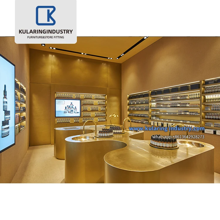 Professional Makeup Display Kiosk Skin Care Products Cabinet Perfume Shop Interior Design