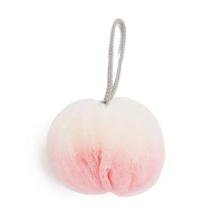 
New arrival Gradient 2 colors Eco-friendly Pumpkin Shaped PE Mesh Bath and Body Shower Sponge 