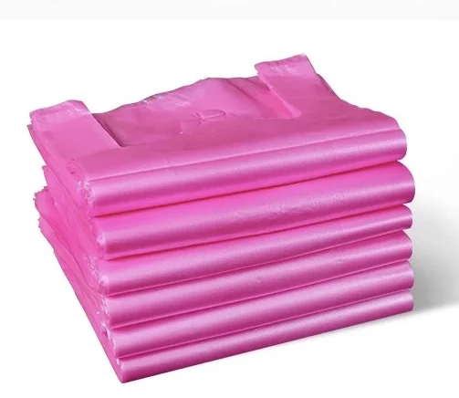 All color  plastic striped t-shirt hdpe vest shopping bags