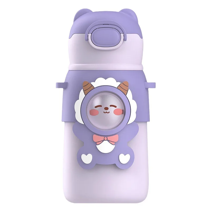 316 Stainless Steel Water Bottle Cartoon Children  Thermal Insulation Bottle Student Carrying Straw Cup Cute Outdoor Travel