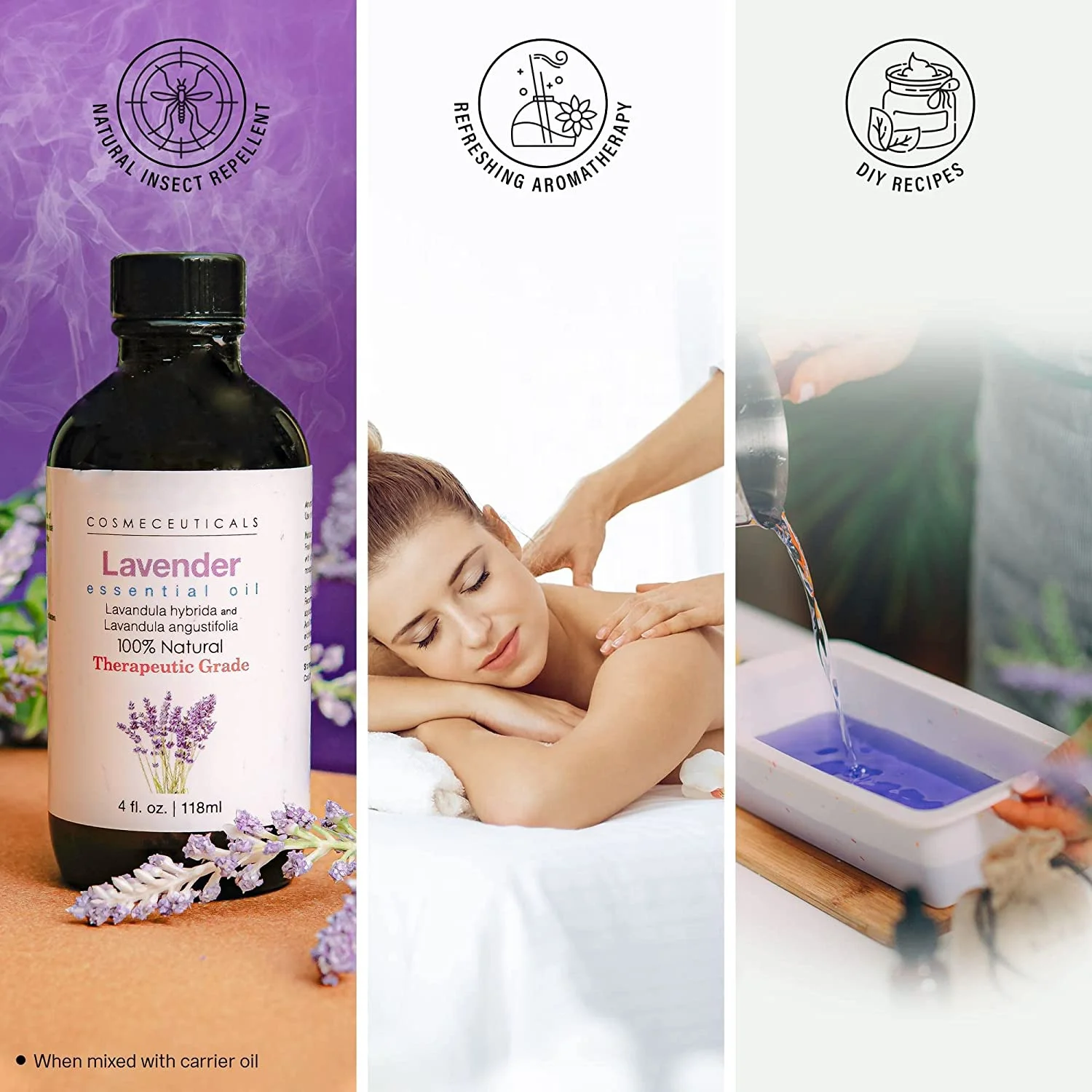 100% Pure Natural Spa Body Massage Oil Aromatherapy Therapeutic Grade Pure Lavender Essential Oil