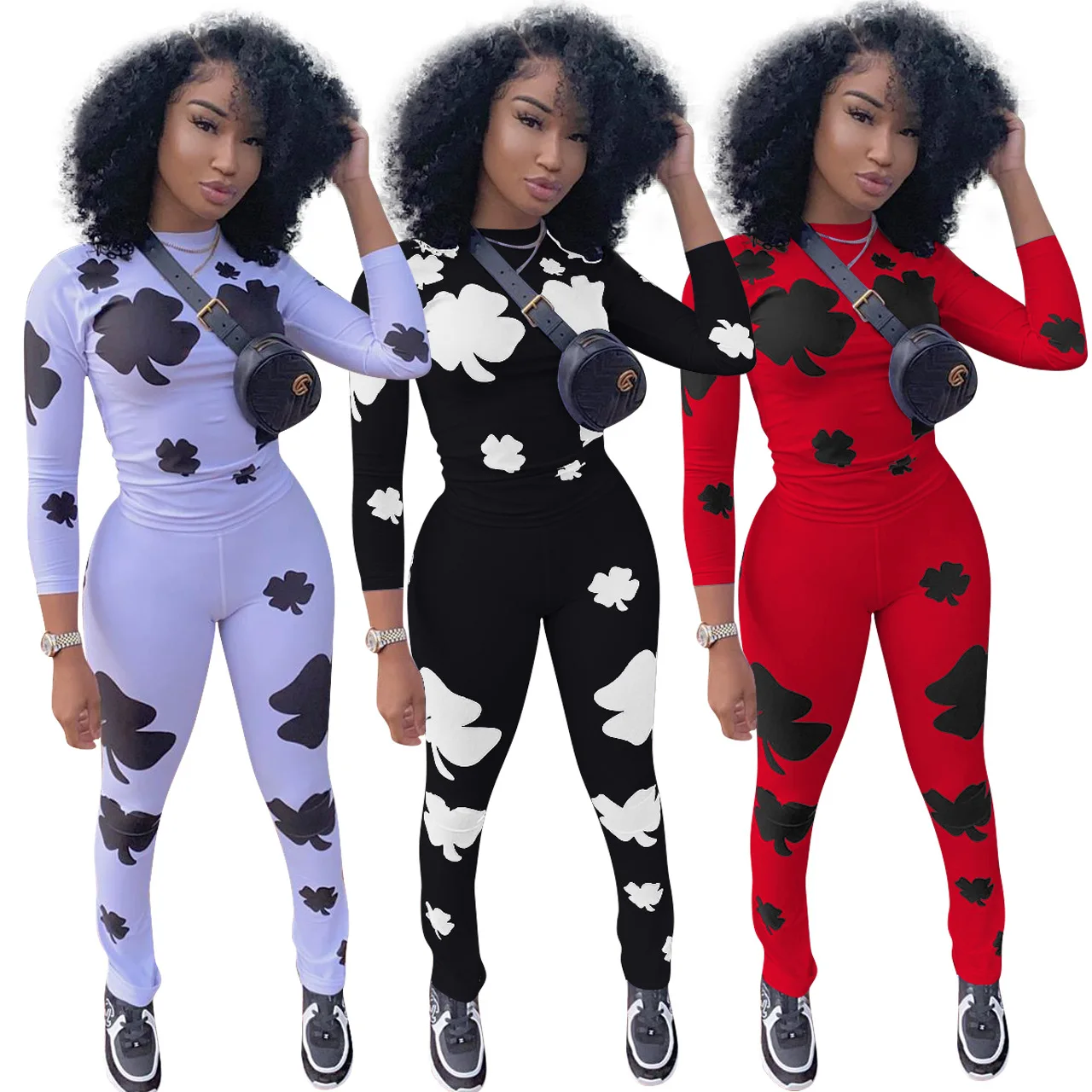 Dropshipping New Arrivals Print Bodycon Casual Womens Sets Women Clothing Sets 2022 Fall Clothing For Women