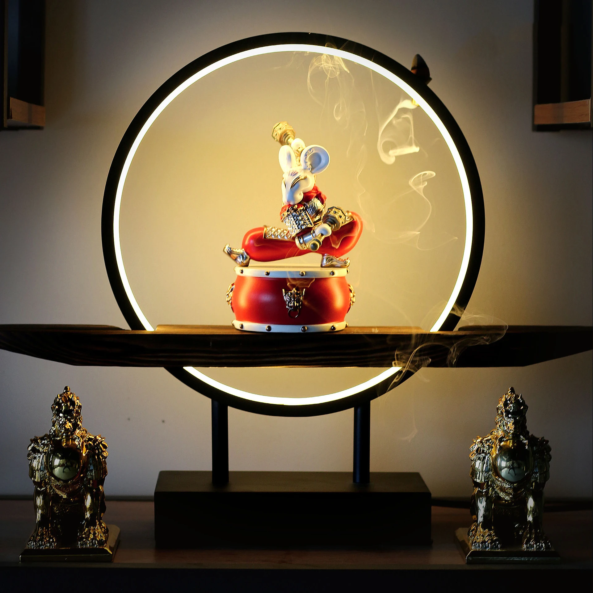 
Time Slow Amazon Resin Crafts Home Decoration Gifts Living Room Decor Armor Mascot Mouse Rat Drum Model With Light Ornaments 