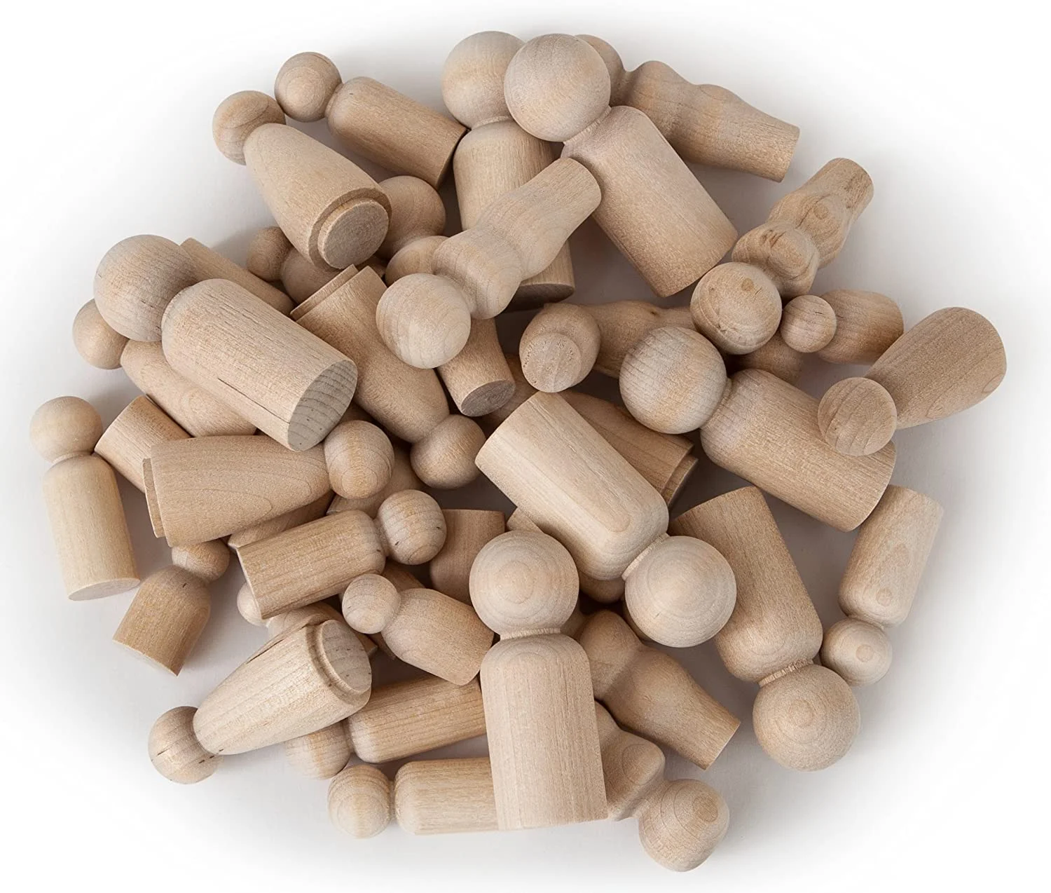 75mm Wooden Peg Dolls Unfinished People Natural Wood Shapes Figures Decorative Doll Bodies for DIY Arts Wood Chess